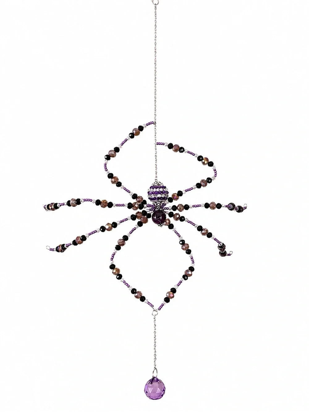 Purple Beaded Spider Crystal Sun Catcher